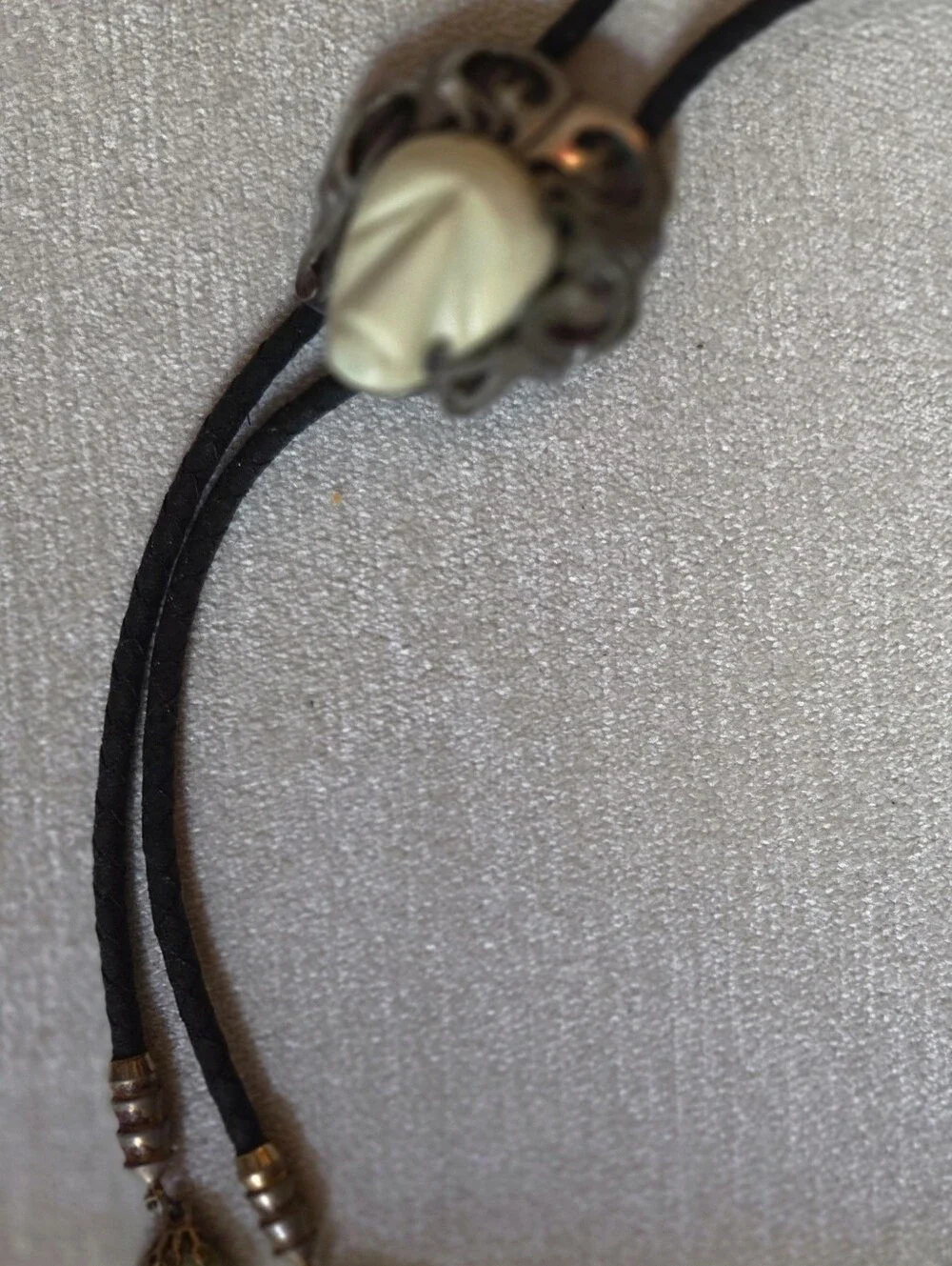 Stunning Vintage TAXCO  Silver Aztec Motif  Bolo  Black Cord/ Stone Tips